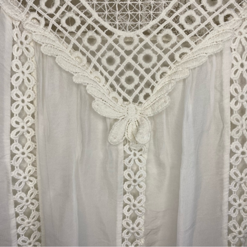 Bella Armore - Cream Silk Blend Boho Blouse - Size Medium - Picture 6 of 8